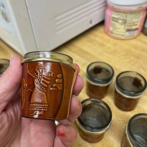 Set of 6 leather shot glasses hand made in Peru